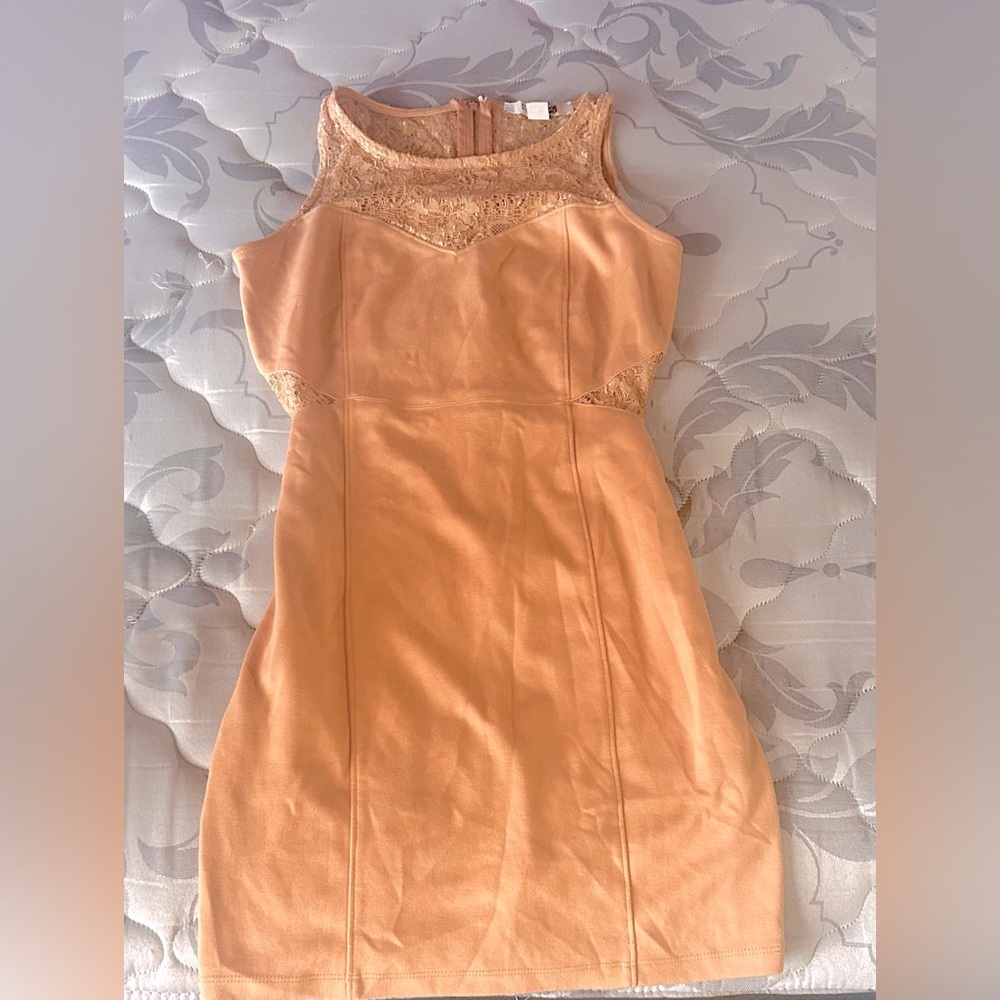 Forever 21’s Woman’s Orange and Tan Classy Summer Suede Nude Sleeveless Dress